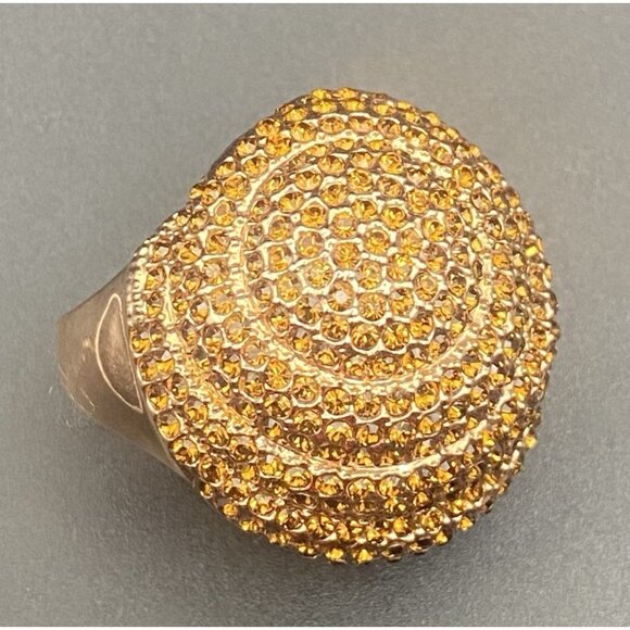 Unbranded Jewelry - Champagne Crystal Rose Gold Tone Dome Ring Sz 5 Cocktail Statement Spiral Pave